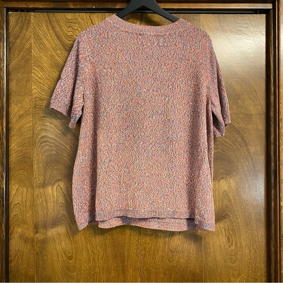 Candace Cameron Bure 1X Button Henley Sweater Short Sleeve QVC Red Multicolor - Picture 2 of 6